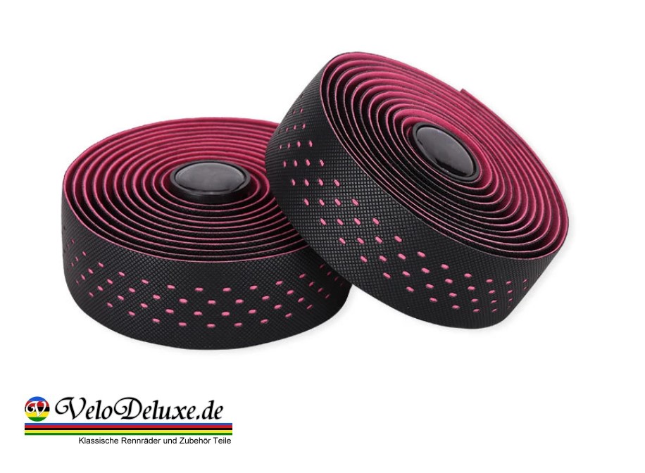 Lenkerband Rennrad – klassisch Schwarz / Pink Lochmuster / Extra Grip